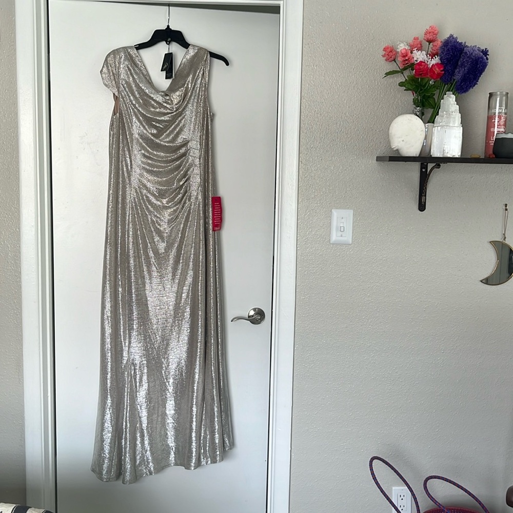 Adrianna Papell Metallic Knit Gown